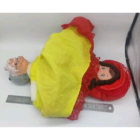Vintage 3 in 1 Cloth Doll Red Riding Hood Grandma Wolf Topsy Turvy Story Telling - Picture 14 of 16